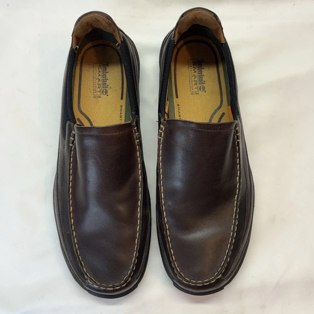 Timberland Smart Loafers Comfort Men's Brown Leather Slip-On Shoes Size 11 M